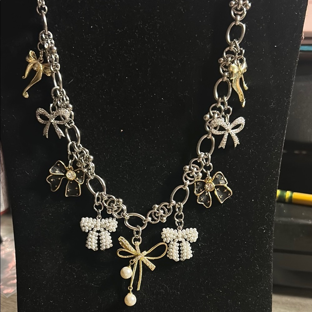 Elegant‎ Silver and Gold Bow Necklace - Made with Love Customized